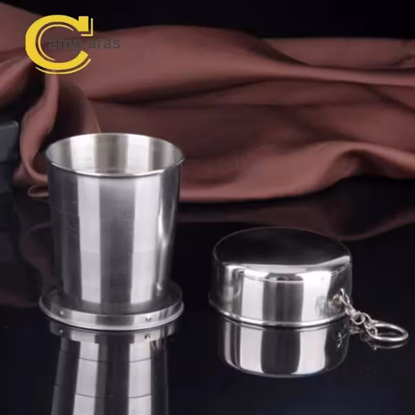 لیوان استیل تاشو کوهنوردی 3 ظرفیت - کمپ آراس