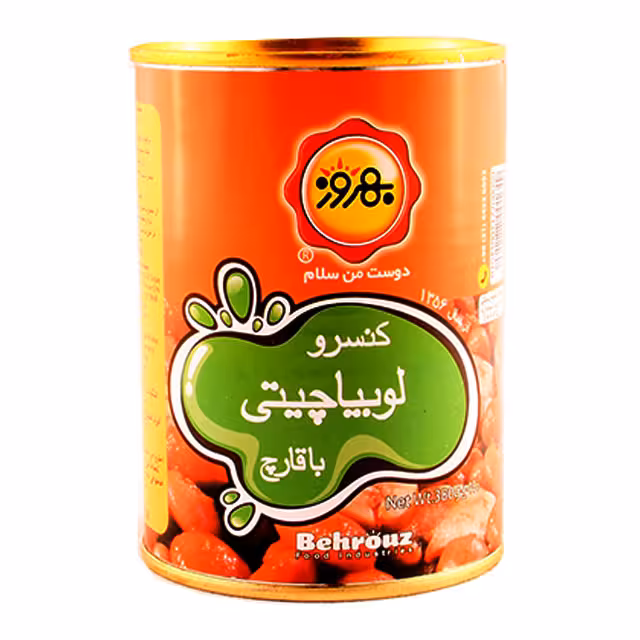 کنسرو لوبیا چیتی با قارچ بهروز 380 گرمی