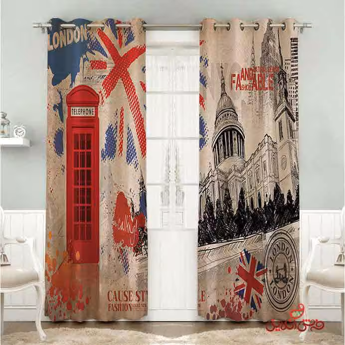 پرده 2عددی طرح لندن و پرچم انگلیس کد 2395