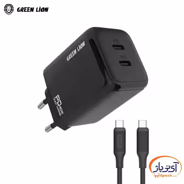 آداپتور دیواری گرین لاین دو پورت 40W PD همراه کابل Type-C