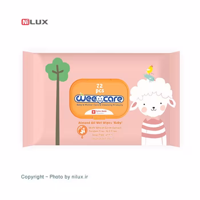 دستمال مرطوب وی کر حاوی روغن بادام و عصاره جوانه گندم 72 برگی