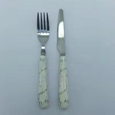 کارد و چنگال ماربل (سفید)