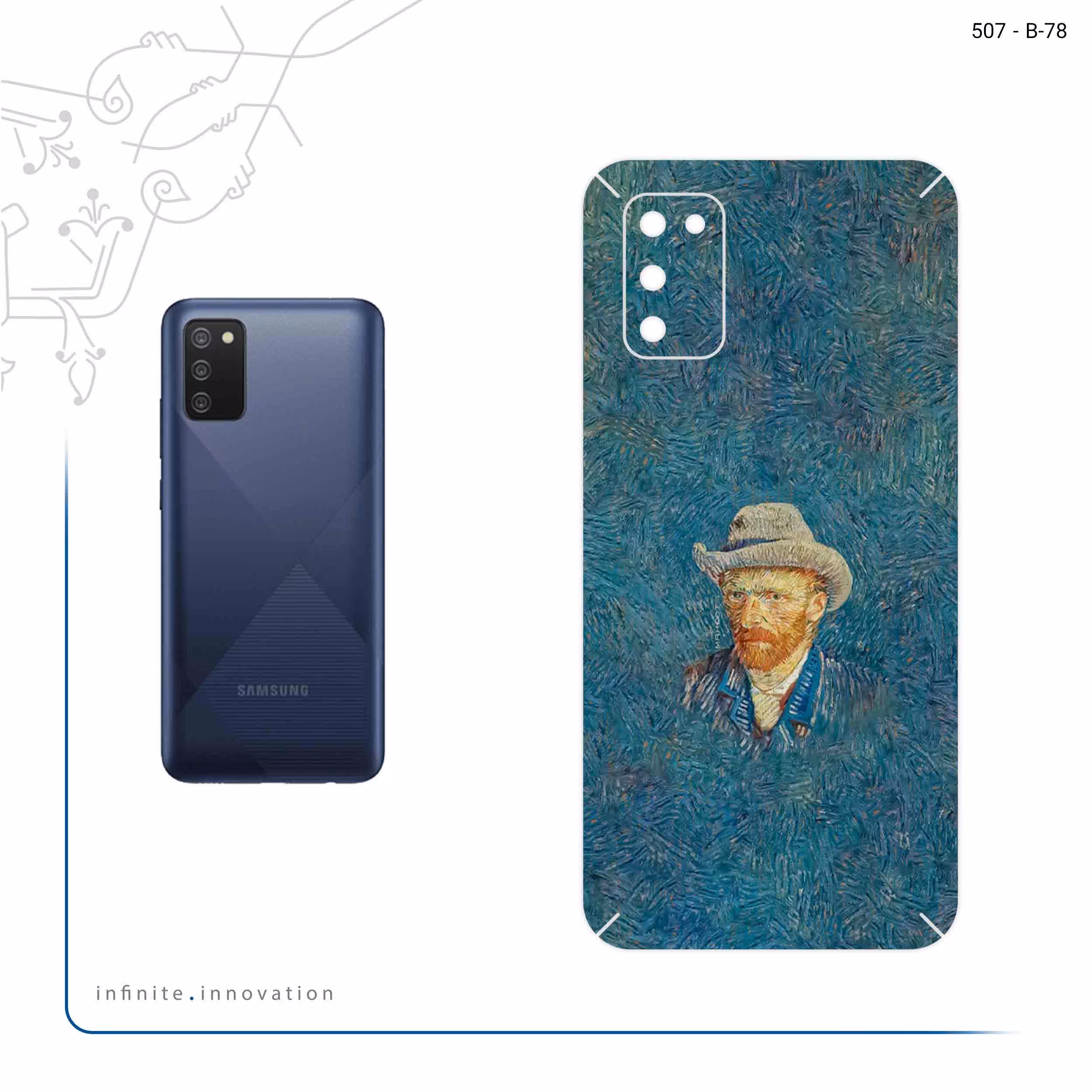 برچسب پوششی ماهوت مدل Self portrait with a gray felt hat مناسب برای گوشی موبایل سامسونگ Galaxy M02s