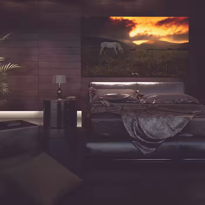 تابلو شاسی مدل منظره غروب و اسب تنها کد 015