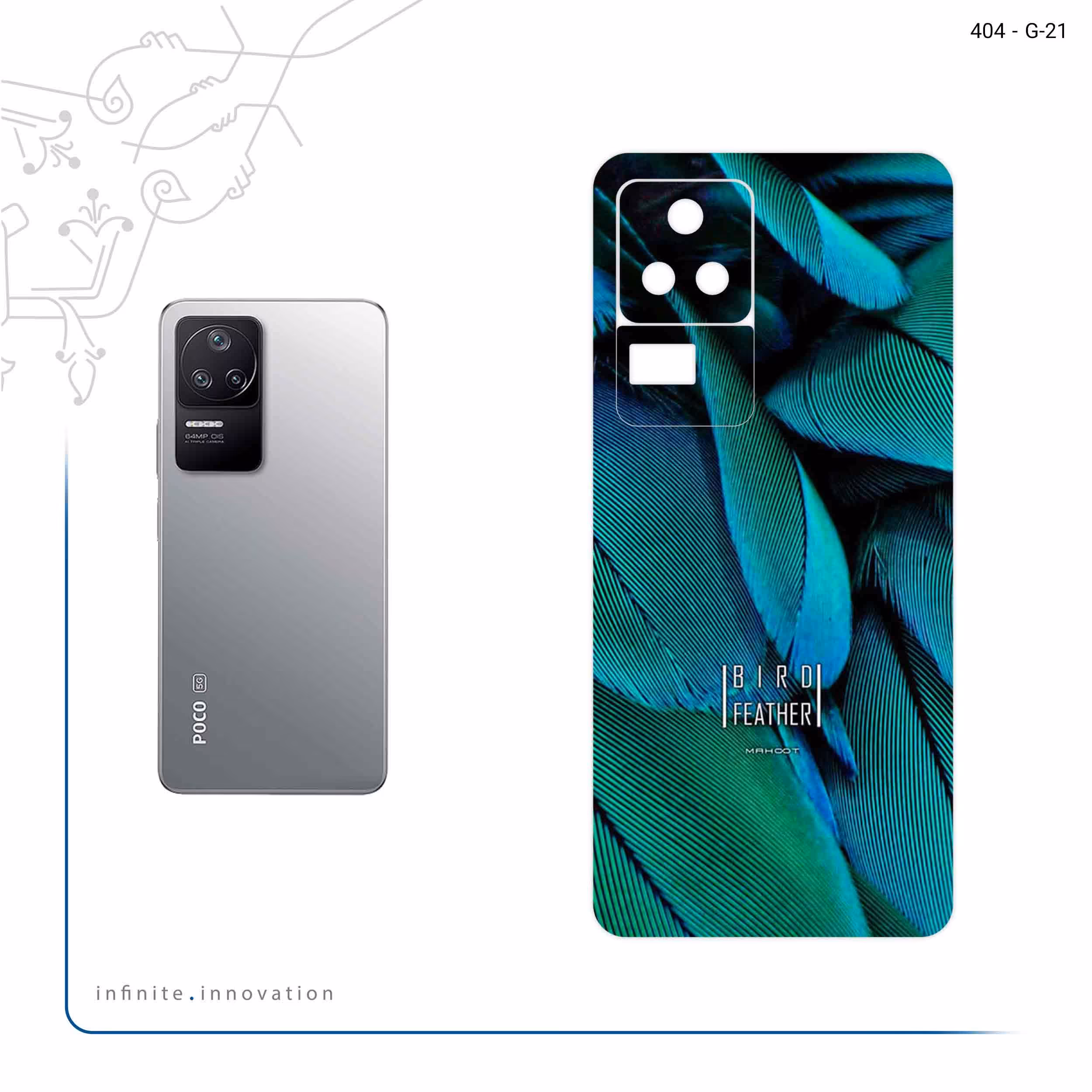 برچسب پوششی ماهوت مدل Green Feather مناسب برای گوشی موبایل شیائومی Poco F4 5G