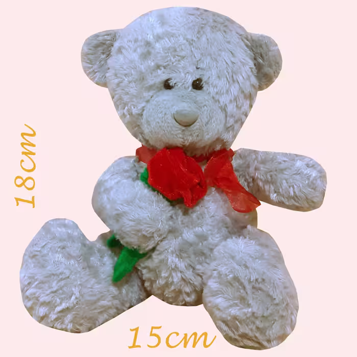 عروسک طرح خرس مدل گل به دست کد 314 ارتفاع 18 سانتی متر