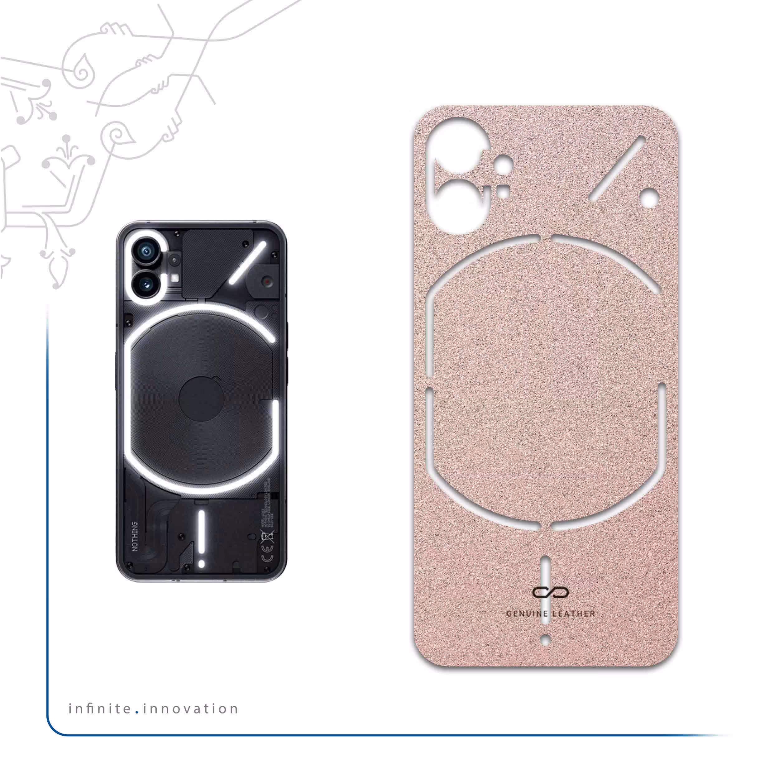 برچسب پوششی ماهوت مدل Rose-Gold-Leather مناسب برای گوشی موبایل ناتینگ Phone 1