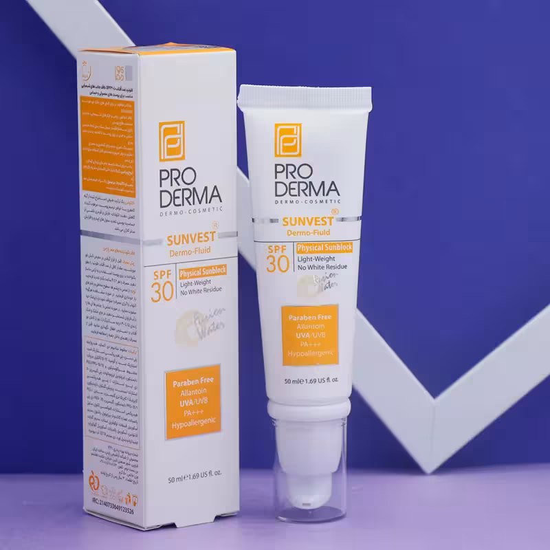 عمده فروشی ضد آفتاب با SPF 30 پرودرما PRO DERMA مناسب پوست های معمولی و حساس حجم 50 میل 92389