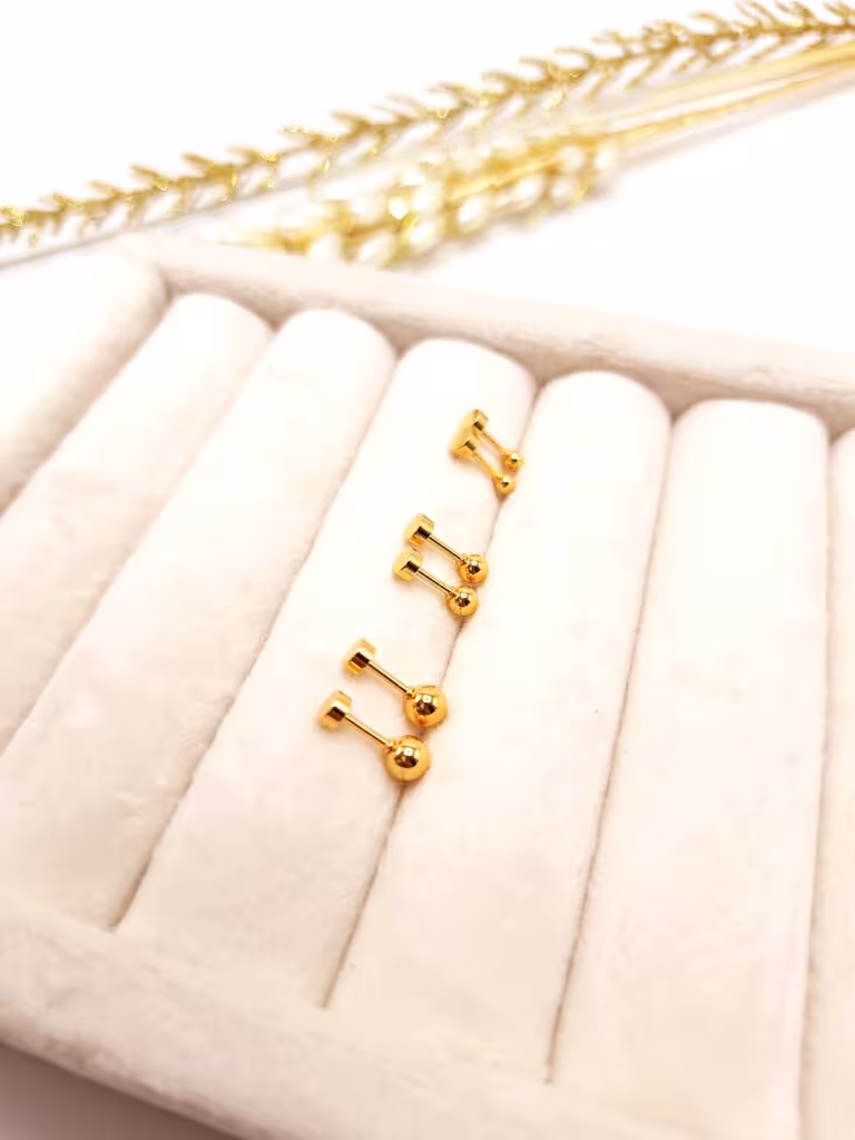 گل گوش استیل کروی طلایی