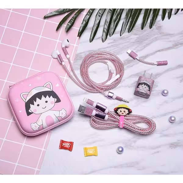 پک محافظ کابل دختر چینی اکلیلی کیف مربع Chinese Girl Usb Cable protector