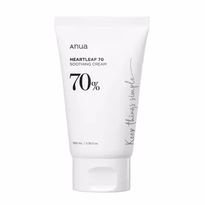 کرم آبرسان و تسکین دهنده صورت Anua مدل Heartleaf Soothing Cream، حاوی 70% عصاره Heartleaf، حجم 100 میل