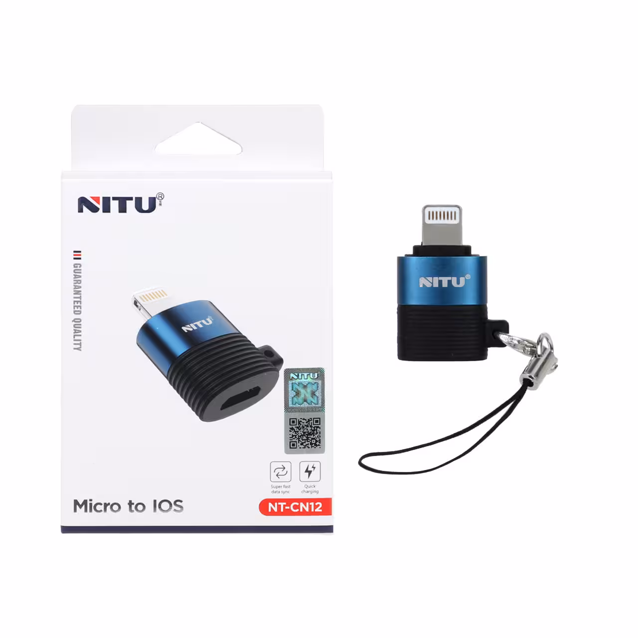 تبدیل NITU MicroUSB TO Lightning مدل CN12 - مشکی آبی