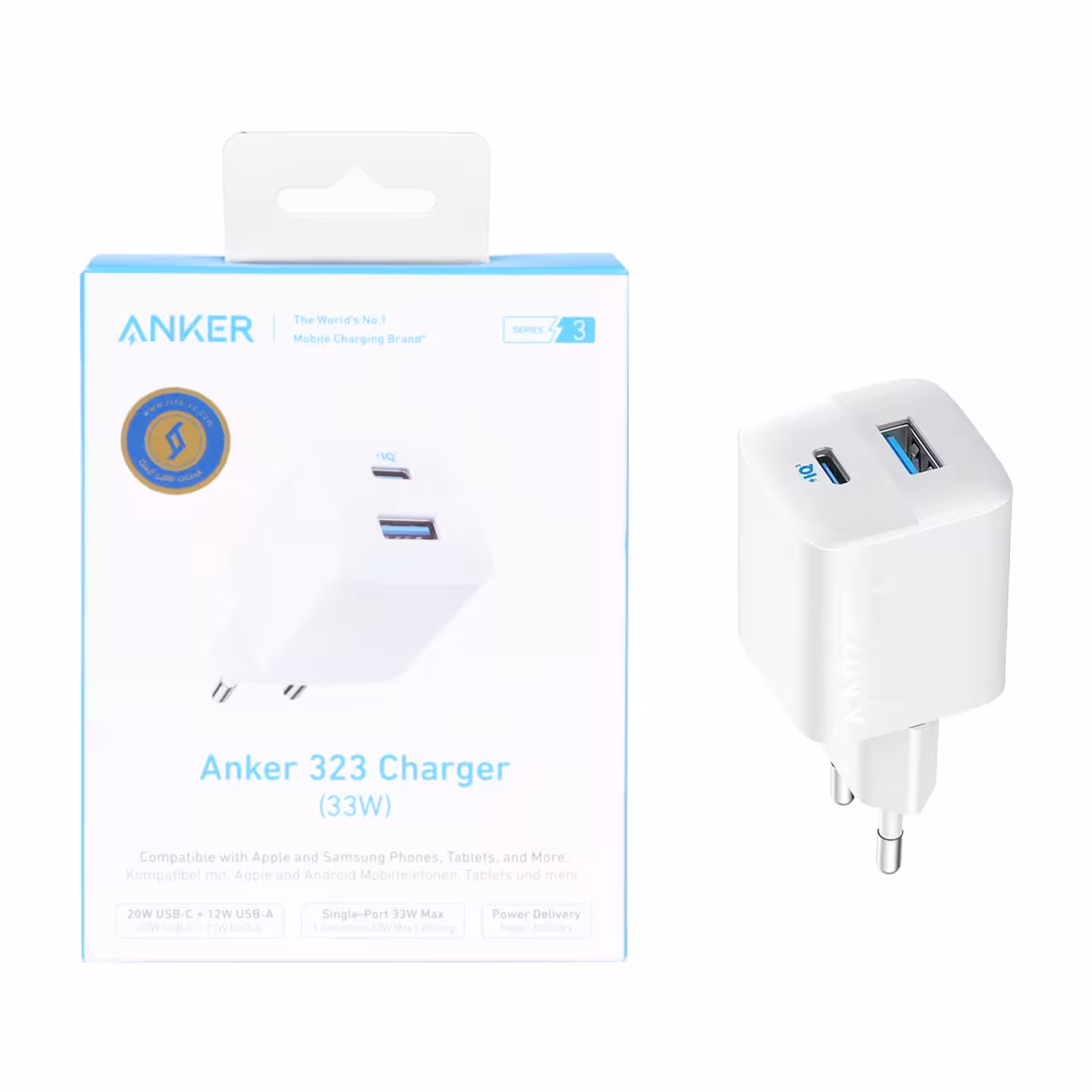 شارژر دیواری فست دو پورت ANKER مدل A2331 با توان 33W و تکنولوژی IQ3 - سفید