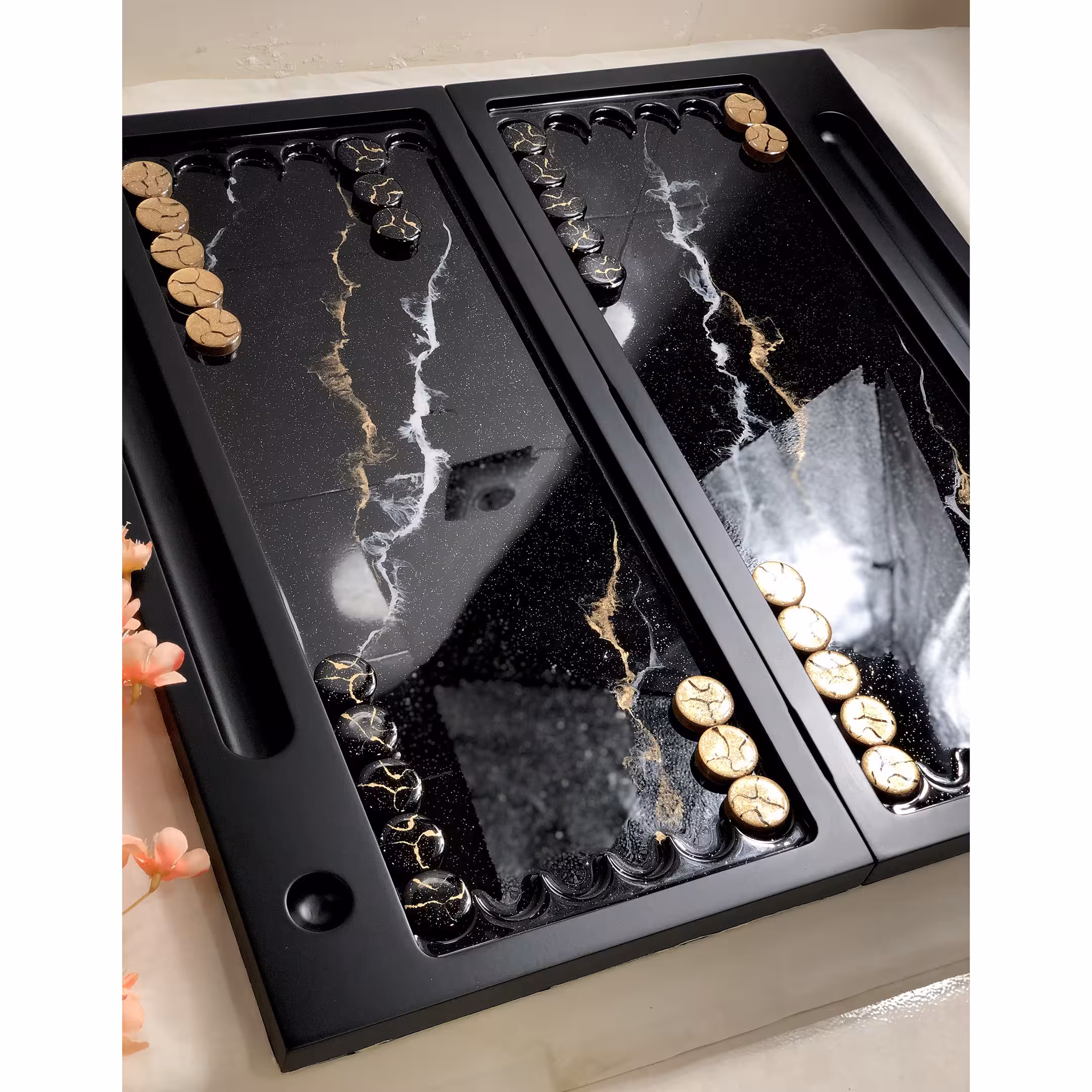 تخته نرد رزین طرح مرمر کد a150005