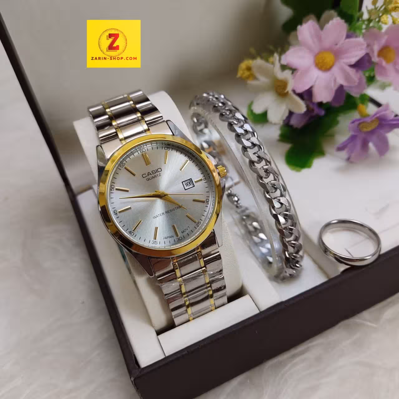 ست ساعت کاسیو دستبند انگشتر مردانه