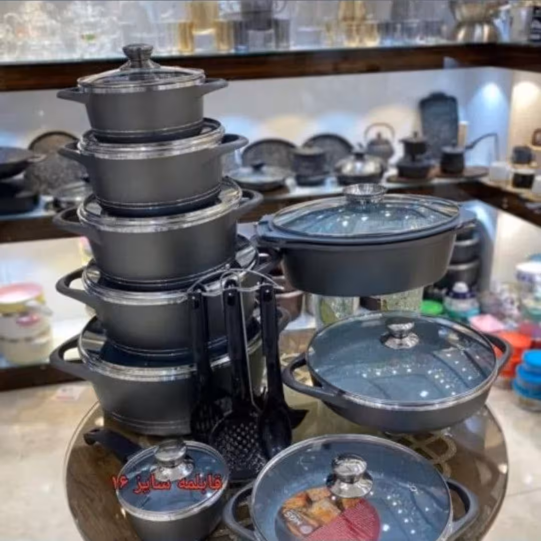 سرویس قابلمه چدن گرانیتی 29 پارچه MGS طرح ایتالیا