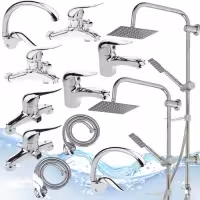 مجموعه 12 تکه شیرآلات اردکی کروم همراه علم دوش رسوبگیر