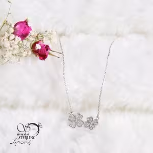 گردنبند نقره زنانه طرح گلهای بهم متصل کد4090