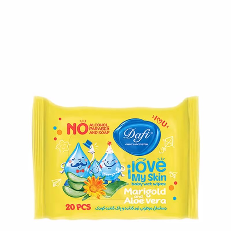 دستمال مرطوب ویتامینه پاک کننده کودک دافی تعداد 20 برگ