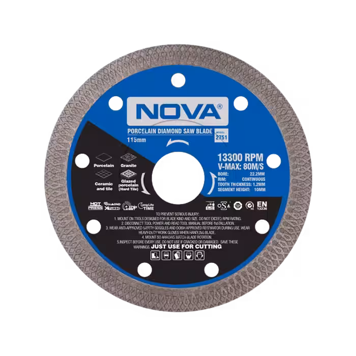 صفحه برش الماسه پرسلان بر توربو 115 میلیمتری نووا مدل 2751