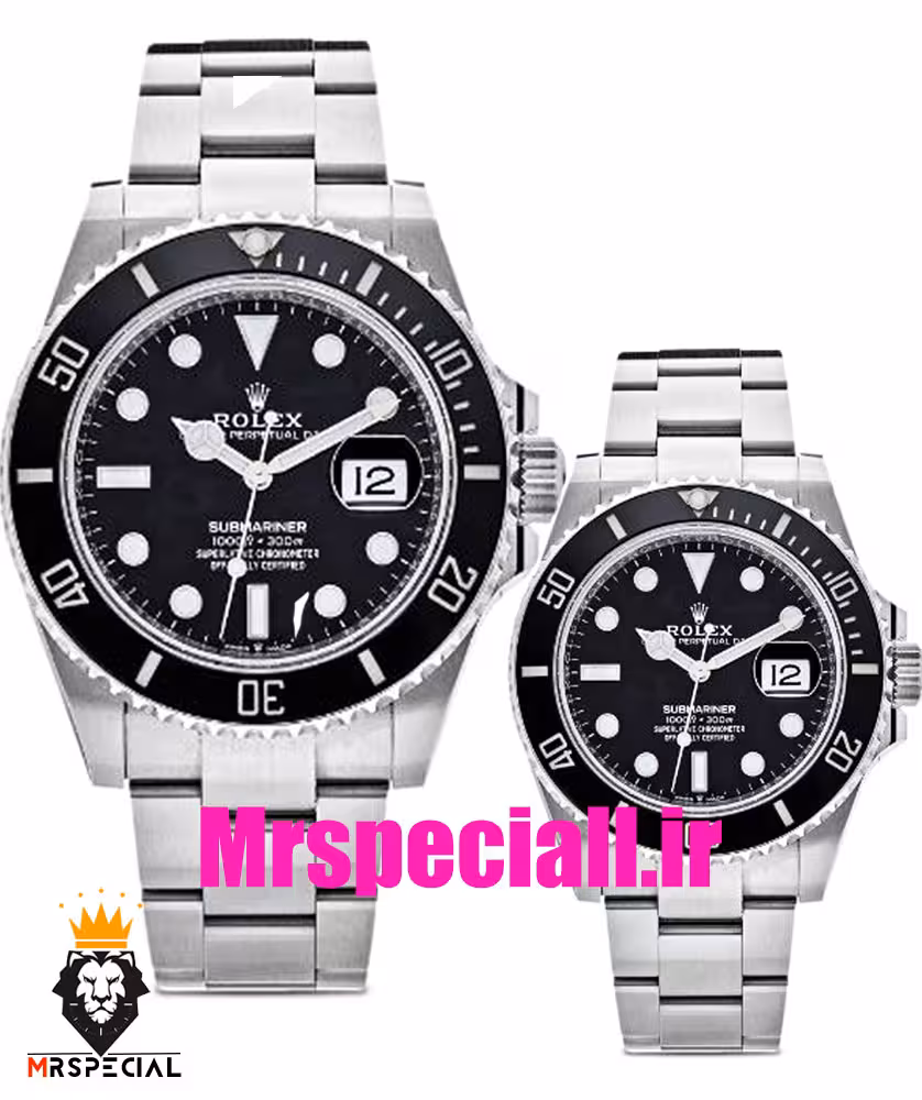ساعت ست رولکس مردانه و زنانه مدل ساب مارینر باتری استیل صفحه مشکی 01622 Rolex Sub mariner