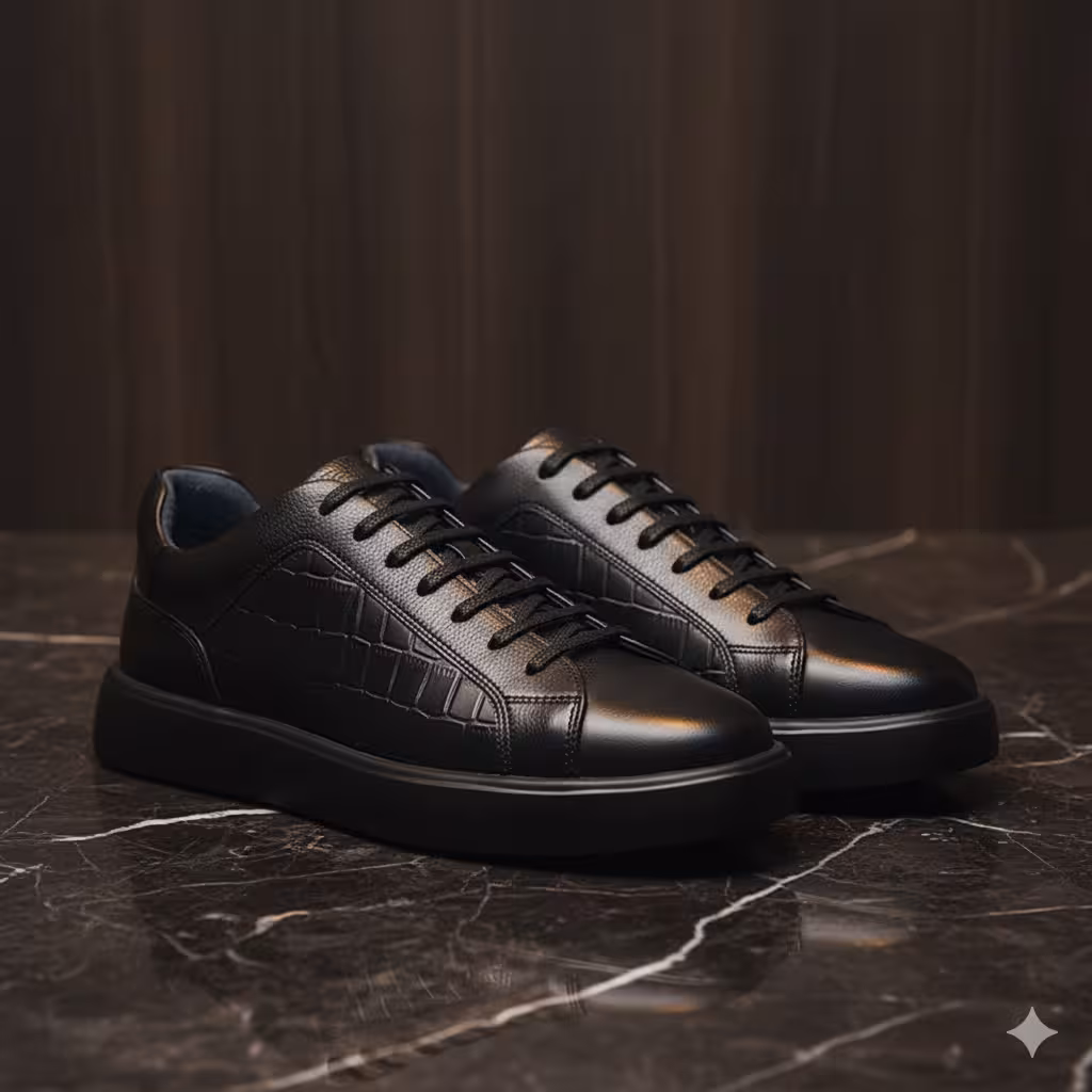 کفش چرم مردانه ونس کد VN029BK رنگ مشکی