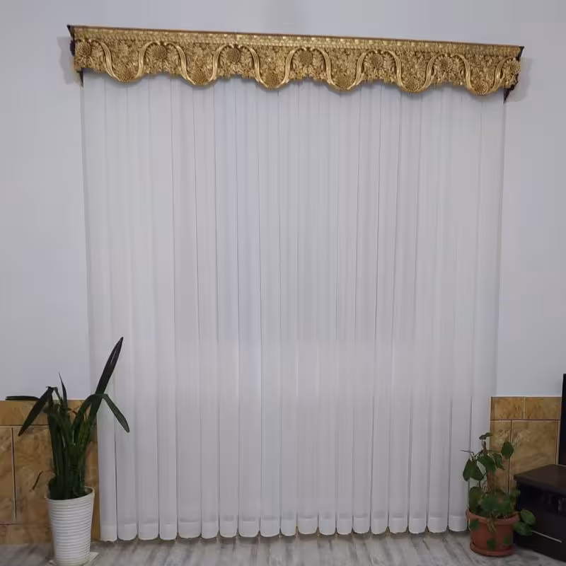 پرده حریر ساده متراژ 19.50 متر (برای عرض 6.50 متر) دوخت پلیسه آماده نصب