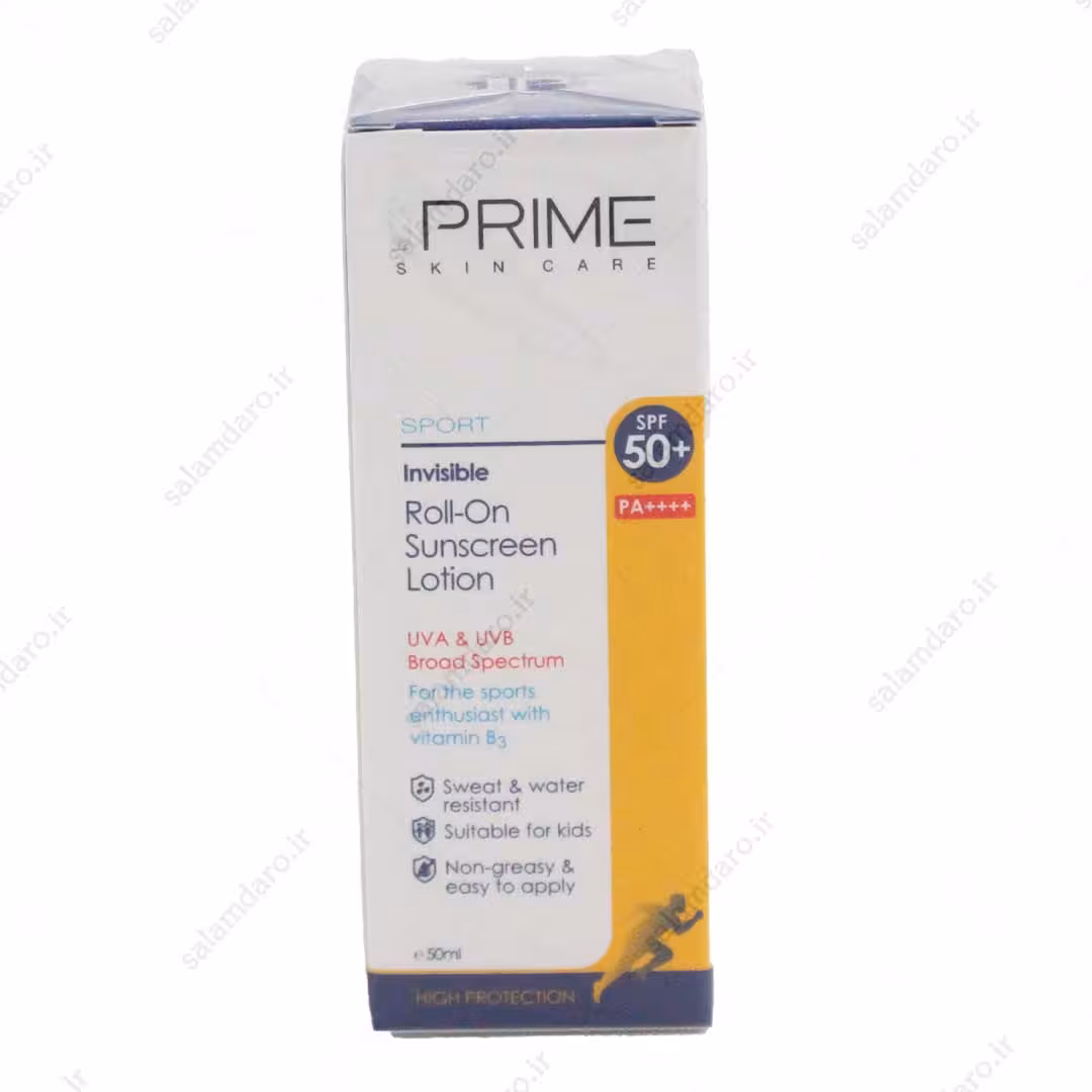 لوسیون رولی ضد آفتاب  SPF50 پریم بی رنگ (50 میلی لیتر)