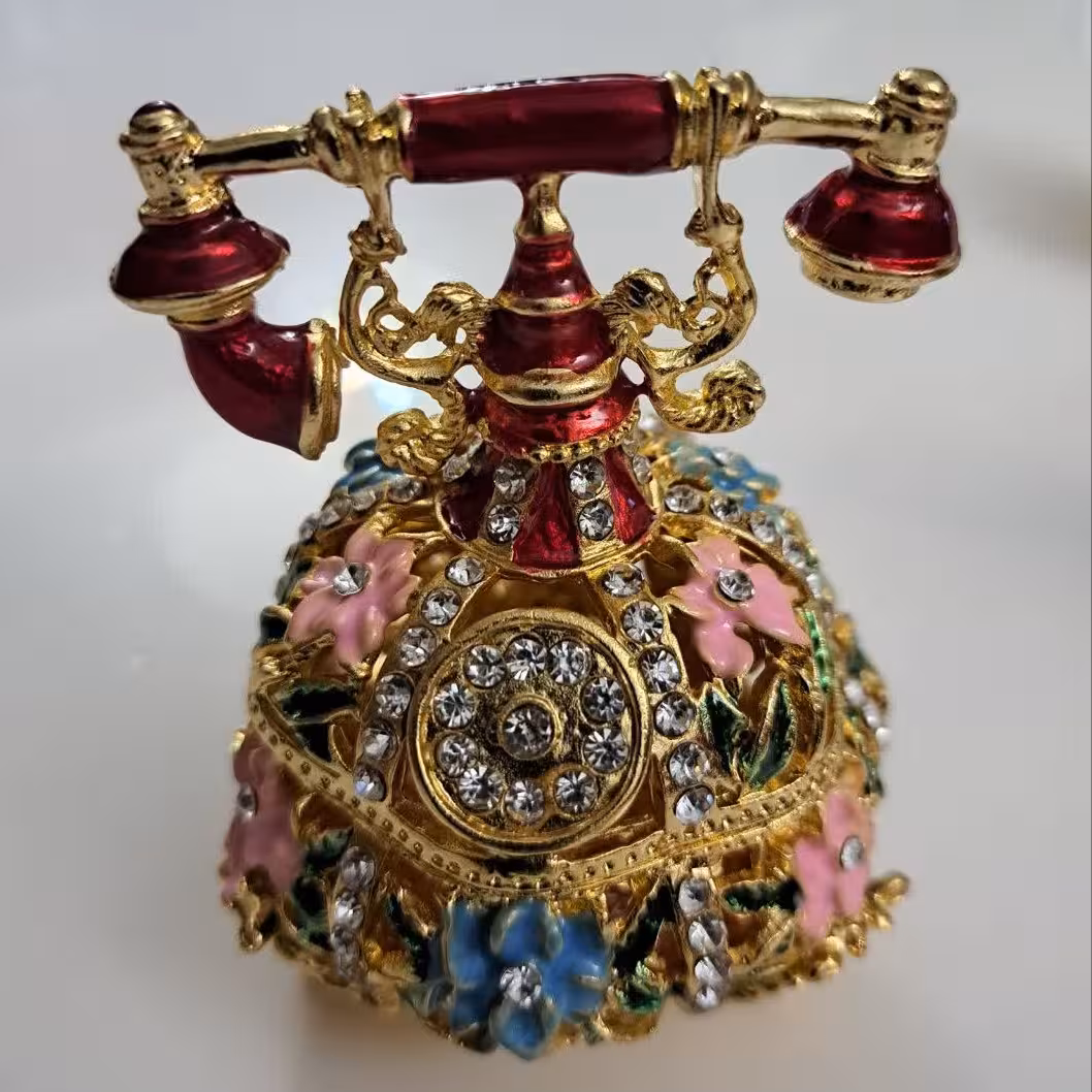 جاجواهری فلزی طرح تلفن سلطنتی رنگ قرمز 