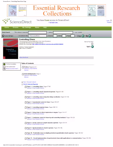 خرید و دانلود نسخه کامل کتاب Controlling Chaos: Theoretical and Practical Methods in Non-linear Dynamics