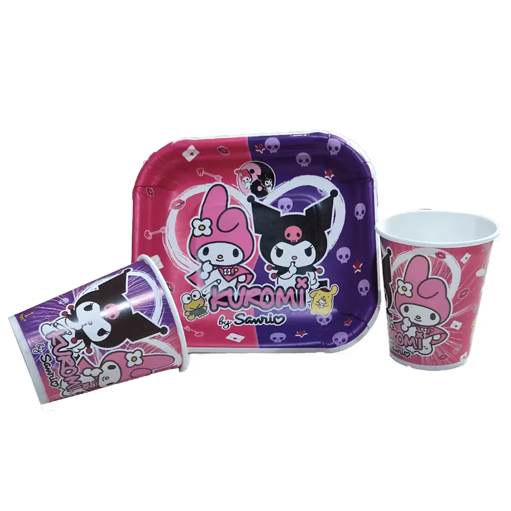 بشقاب و لیوان تم تولد کرومی