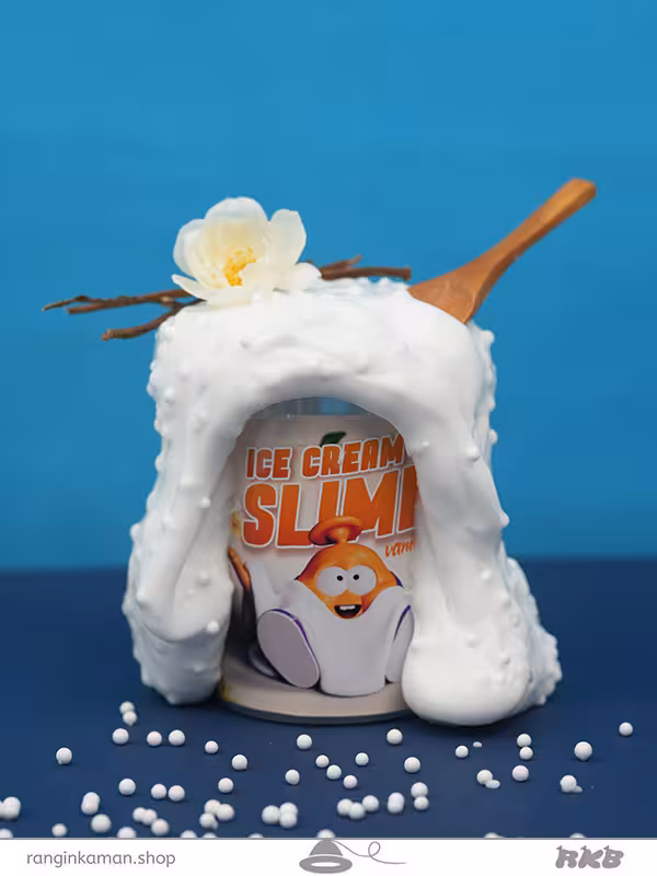 بستنی اسلایم وانیلی Vanilla slime ice cream