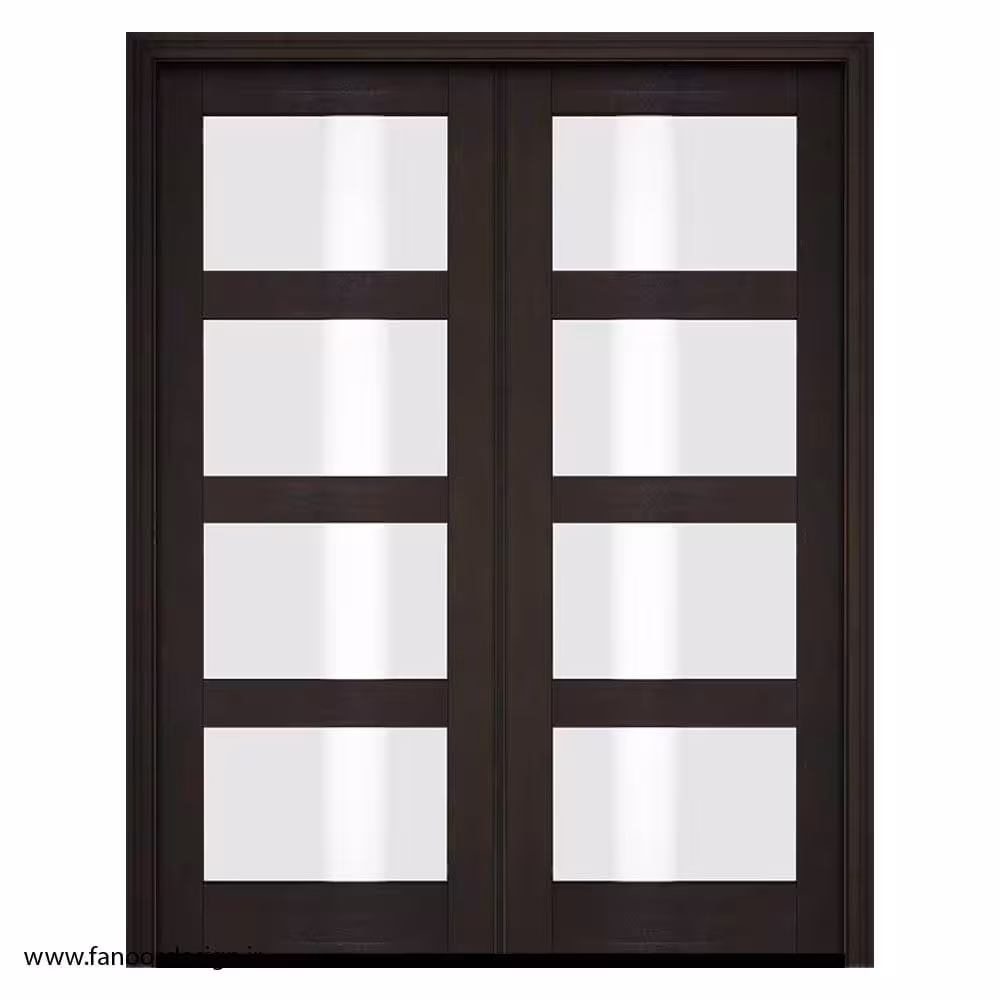 درب چوبی با شیشه دودی برای پذیرایی کد 1133