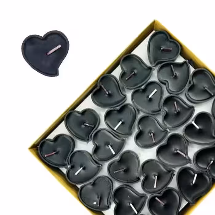 شمع وارمر قلبی مشکی بسته 50 عددی