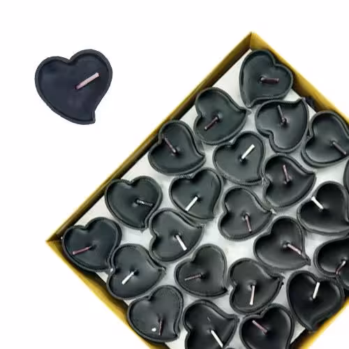 شمع وارمر قلبی مشکی بسته 50 عددی