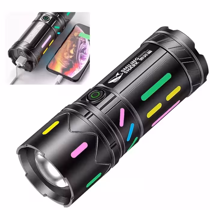 چراغ قوه شارژی و پاوربانک اسمایلینگ شارک SD-8102A