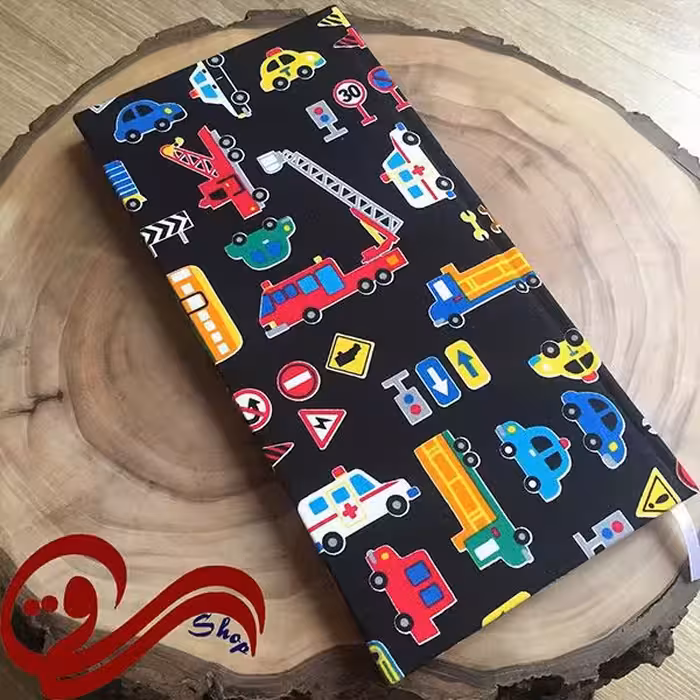 دفتر طرح پالتویی ماشین زمینه مشکی Fabric Handmade Notebook