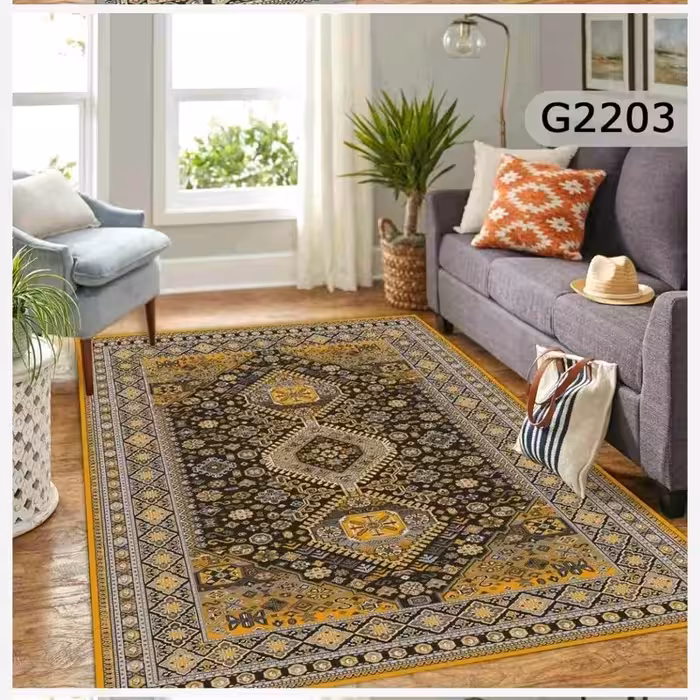 فرشینه مدرن مخمل ترک 4متری باطراحی گلیم ایرانی و طراحی عالی