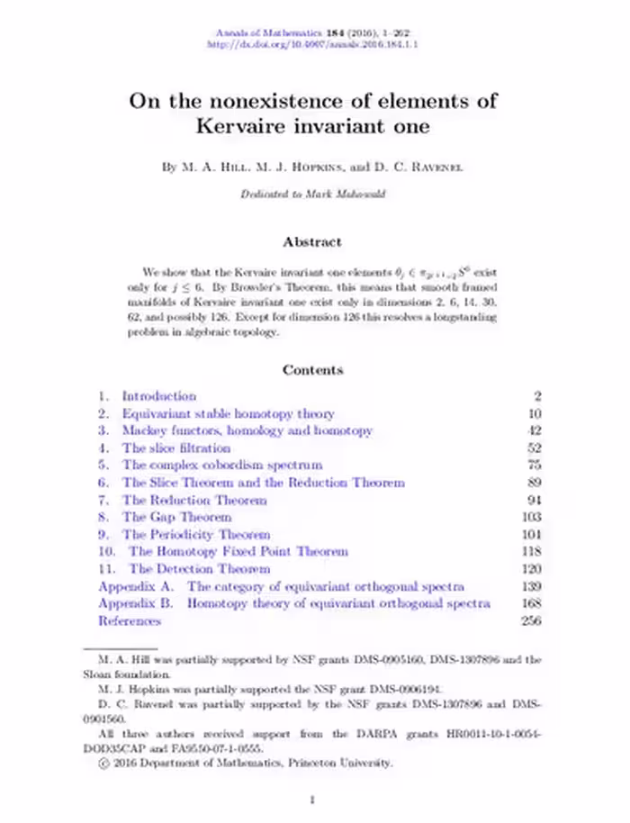 خرید و دانلود نسخه کامل کتاب On the nonexistence of elements of Kervaire invariant one