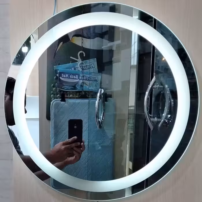 آیینه گرد شیشه ای چراغ دار قطر60 مناسب برای سرویس بهداشتی و اتاق خواب ( ارسال با تیپاکس و پس کرایه به عهده ی مشتری)