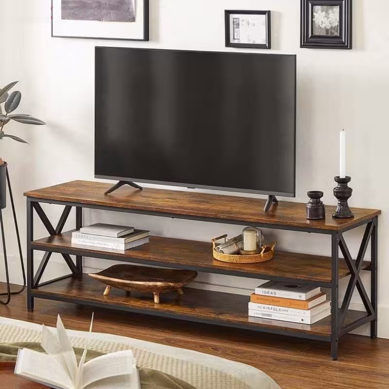 میز تلویزیون مدل چوب و فلز روستیک | کالا مکس