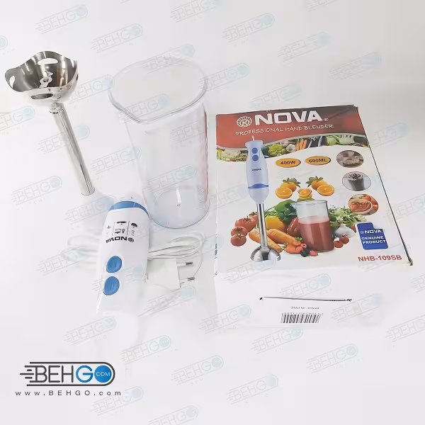 گوشت کوب برقی مخزن دار نوا مدل NOVA NHB109SB With Jar 400 Watt Hand Blender NOVA NHB-109SB