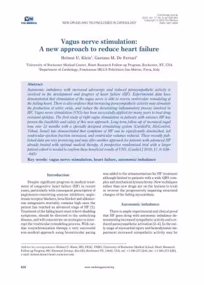 خرید و دانلود نسخه کامل کتاب Vagus nerve stimulation: A new approach to reduce heart failure