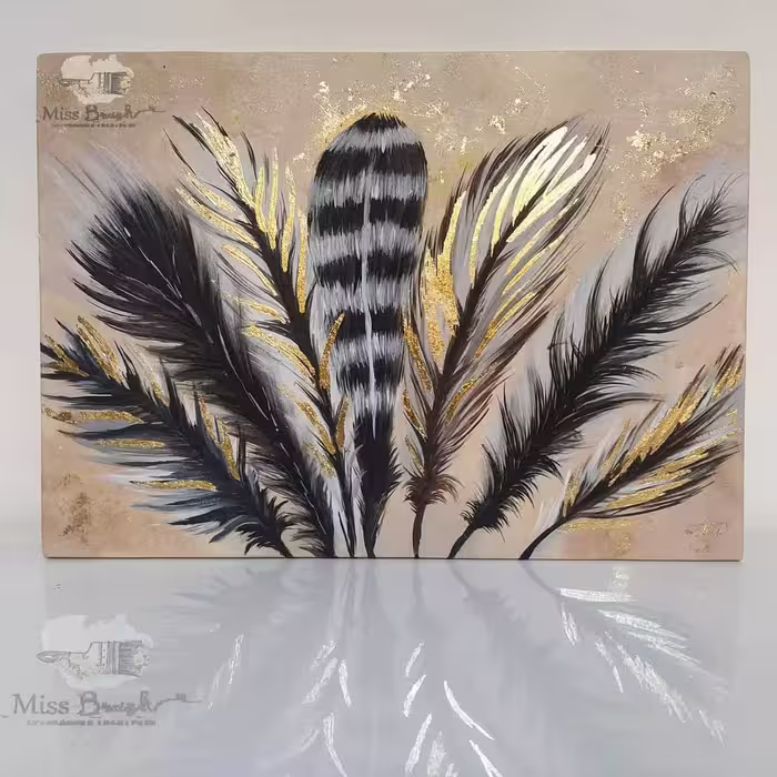 تابلو مدرن 7پر با ورق طلا (50×70 سانتی متر )