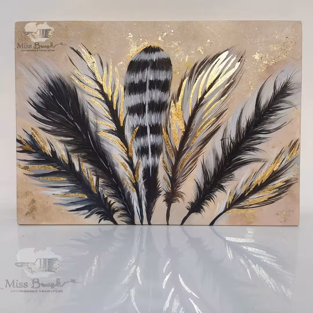 تابلو مدرن 7پر با ورق طلا (50×70 سانتی متر )