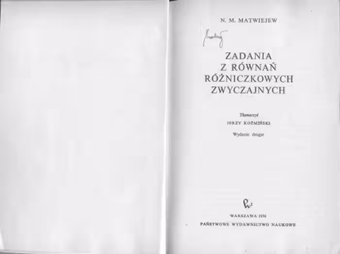 خرید و دانلود نسخه کامل کتاب Zadania z równań różniczkowych zwyczajnych