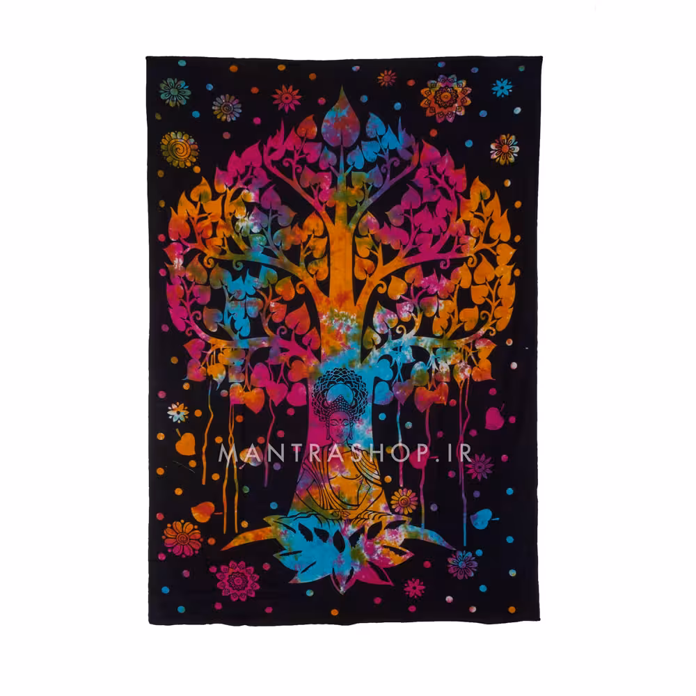 بکدراپ تپستری هندی طرح بودا و درخت زندگی (روتختی یک نفره) کد 329