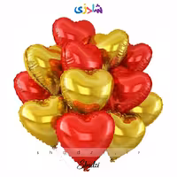 پک بادکنک قلب قرمز و طلایی 12عددی