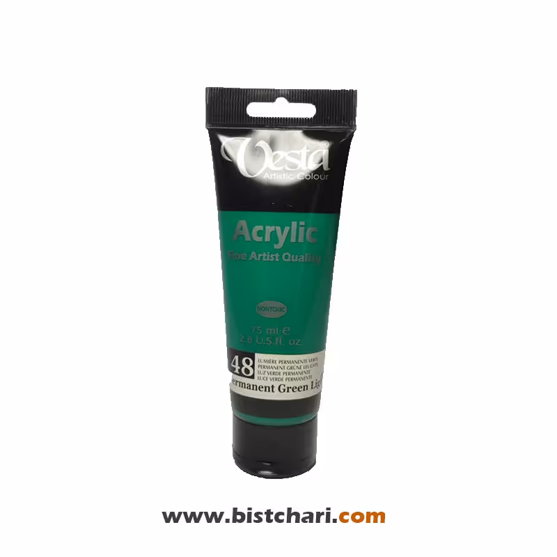 رنگ اکریلیک Permanent green light کد 48 حجم 75 ml برند وستا Vesta