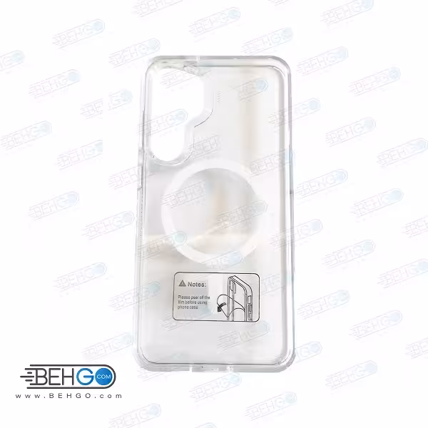 کاور گوشی سامسونگ مدل پشت شفاف دوررنگی مگ سیف دار Samsung Galaxy S24 Plus